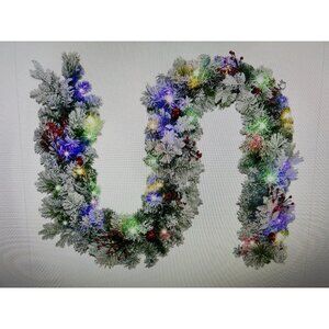 Hoyechi Christmas Garland with Lights 9FT, Battery Powered, Flocked w/LED Light